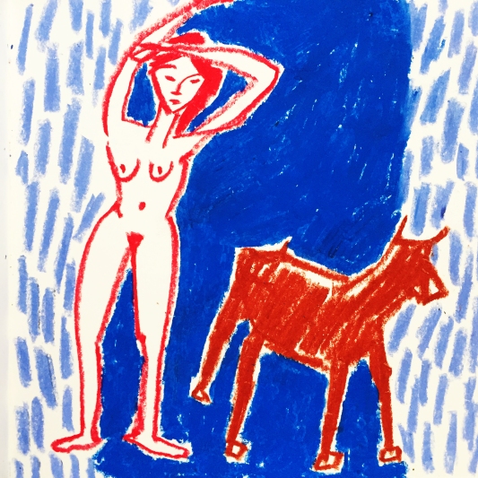 The Girl and the Wolf, 25x25cm, 2017 © Nina Deswarte